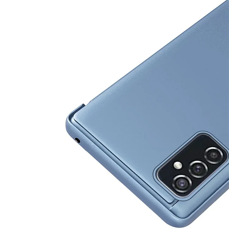 Para Samsung Galaxy M23 5G/F23 5G Capa de Flip de Espelho de Revestimento Eletrolítico de Couro PU com Janela de Visualização e Suporte - Azul Céu