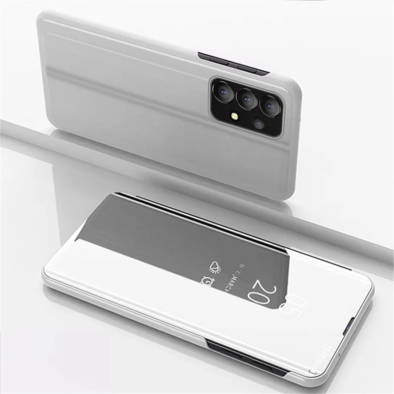 For Samsung Galaxy A73 5G S22 Ultra 5G Flip Leather Cover with Stand Full Body Protective Phone Case - Silver