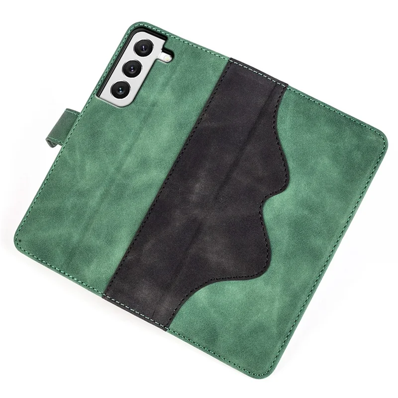 Voor Samsung Galaxy S22 5G Kleurcombinatie Design Telefoonhoesje Stootvrij PU Leren Stand Wallet Hoes - Groen