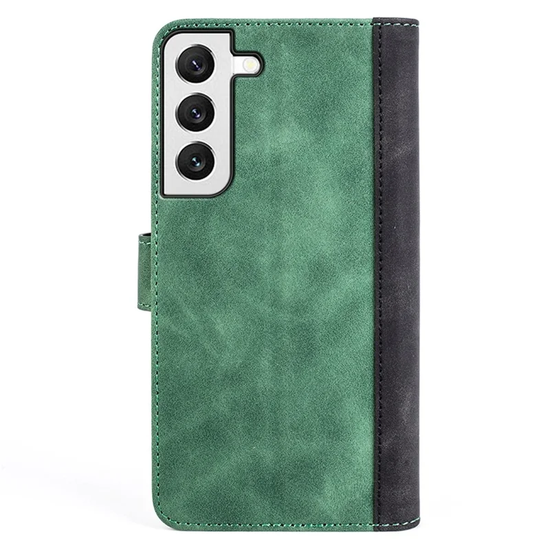 Voor Samsung Galaxy S22 5G Kleurcombinatie Design Telefoonhoesje Stootvrij PU Leren Stand Wallet Hoes - Groen