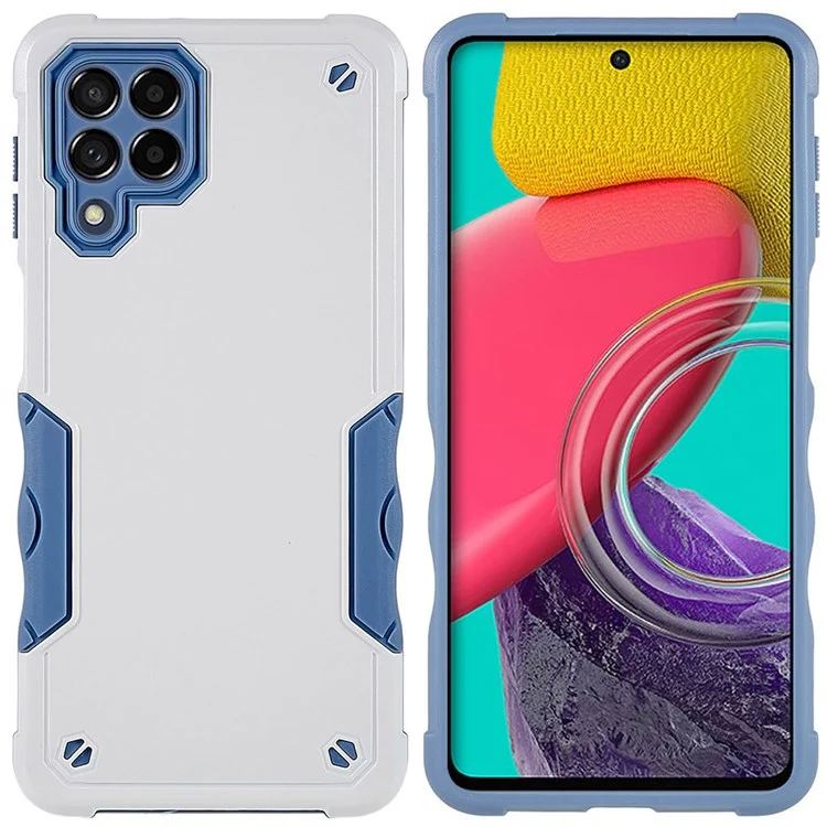 Pour Samsung Galaxy M53 5G Corner Renforcé Anti-drop Case de Téléphone Soft TPU Hard PC Couverture - Blanche