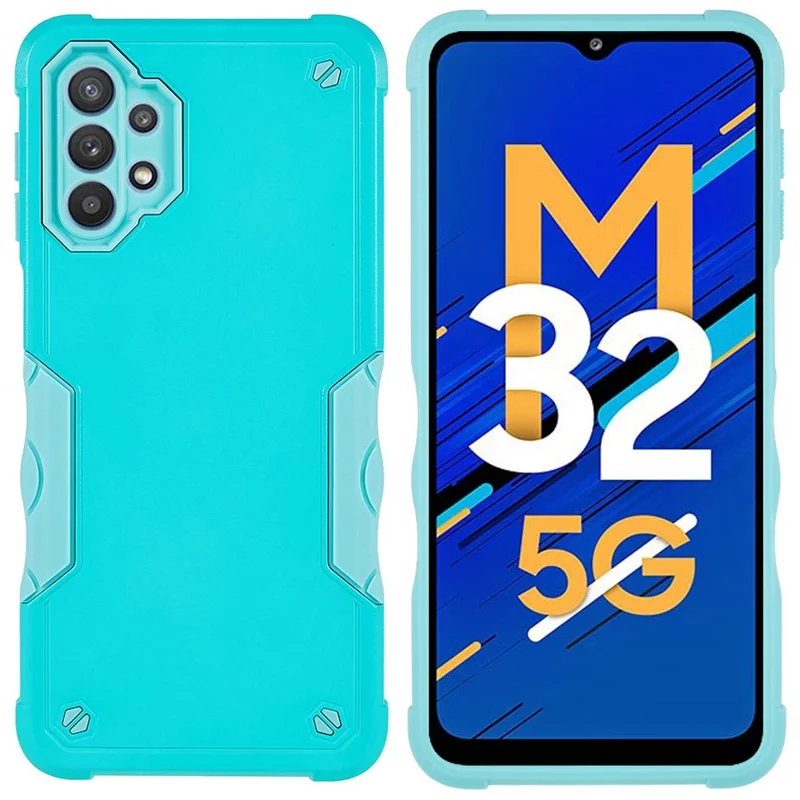 For Samsung Galaxy M32 5G/A32 5G PC + TPU Anti-slip Edge Protective Cover Drop-proof Phone Case - Light Green