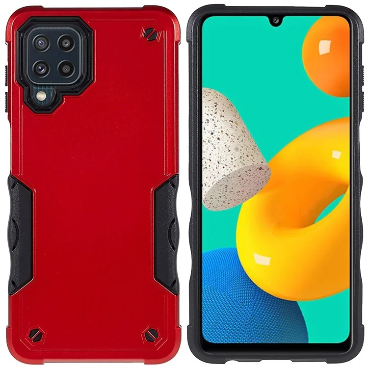 Для Samsung Galaxy M32 (Global Version)/F22/M22 PC + TPU Двухслойный Чехол Для Телефона Поглощающий Чехол Для Мобильного Телефона. - Красный