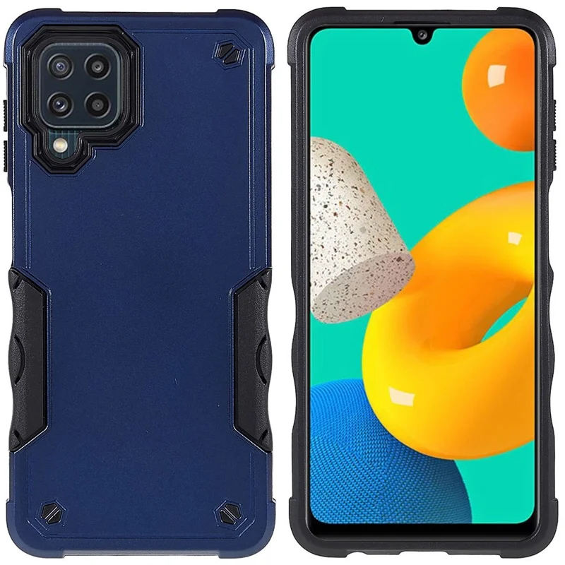 For Samsung Galaxy M32 (Global Version)/F22/M22 PC + TPU Dual Layer Phone Case Shock Absorbing Cell Phone Cover - Blue