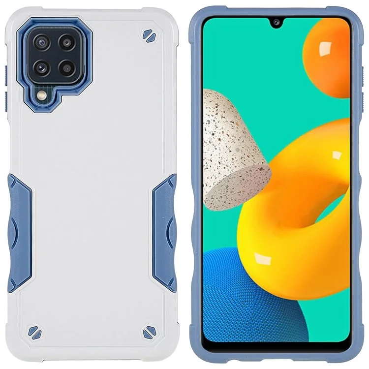 For Samsung Galaxy M32 (Global Version)/F22/M22 PC + TPU Dual Layer Phone Case Shock Absorbing Cell Phone Cover - White