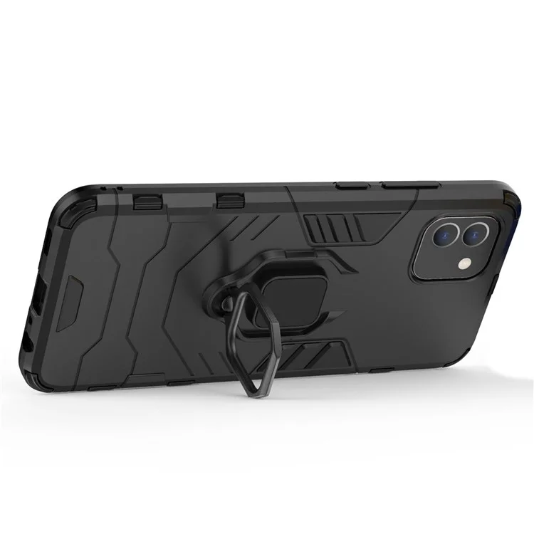 Pour Samsung Galaxy A03 (166,5 x 75,98 x 9,14 mm) Étui de protection antichoc de qualité militaire avec anneau de support - Noir