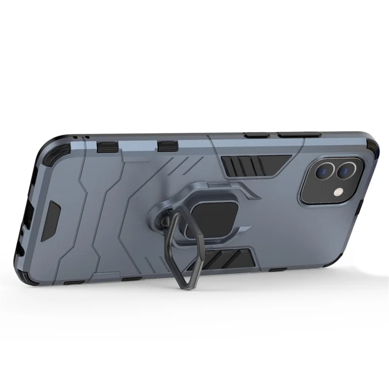 For Samsung Galaxy A03 (166.5mm) TPU+PC Shockproof Protection Case Military Grade Armor Ring Holder Back Cover - Blue