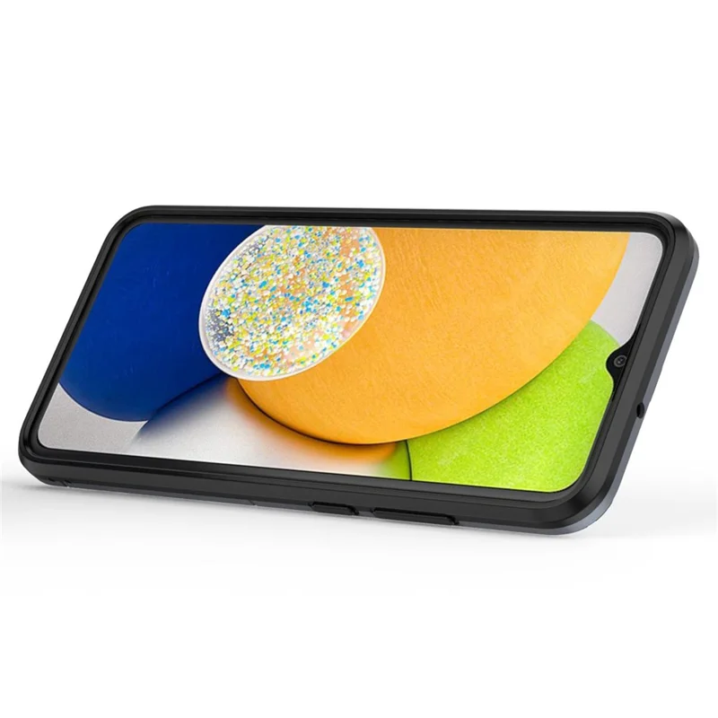 For Samsung Galaxy A03 (166.5mm) TPU+PC Shockproof Protection Case Military Grade Armor Ring Holder Back Cover - Blue