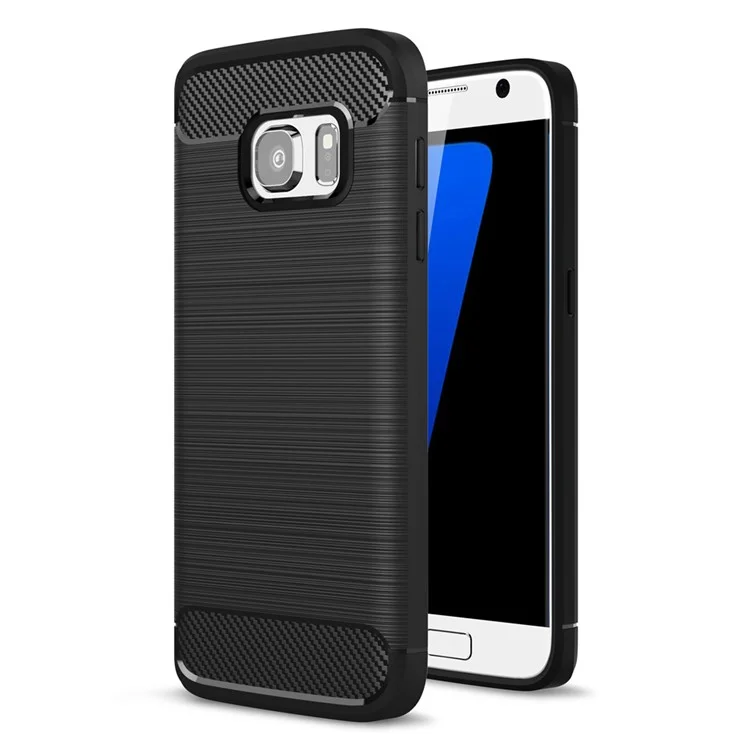 Carbon Fibre Brushed TPU Case for Samsung Galaxy S7 SM-G930 - Black