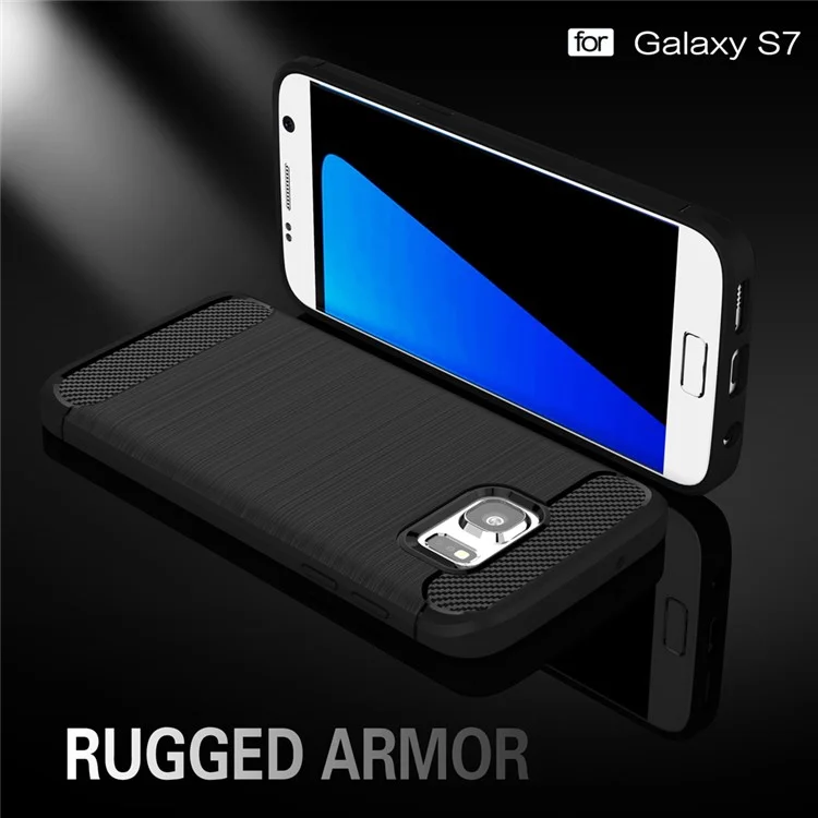 Carbon Fibre Brushed TPU Case for Samsung Galaxy S7 SM-G930 - Black