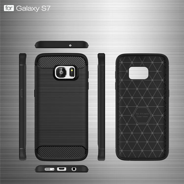 Carbon Fibre Brushed TPU Case for Samsung Galaxy S7 SM-G930 - Black
