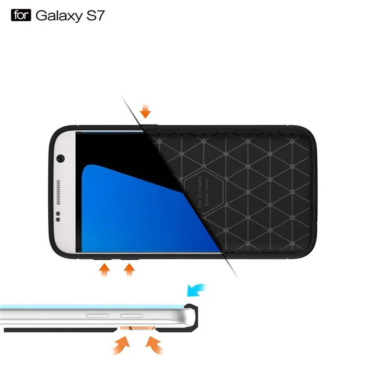 Carbon Fibre Brushed TPU Case for Samsung Galaxy S7 SM-G930 - Black