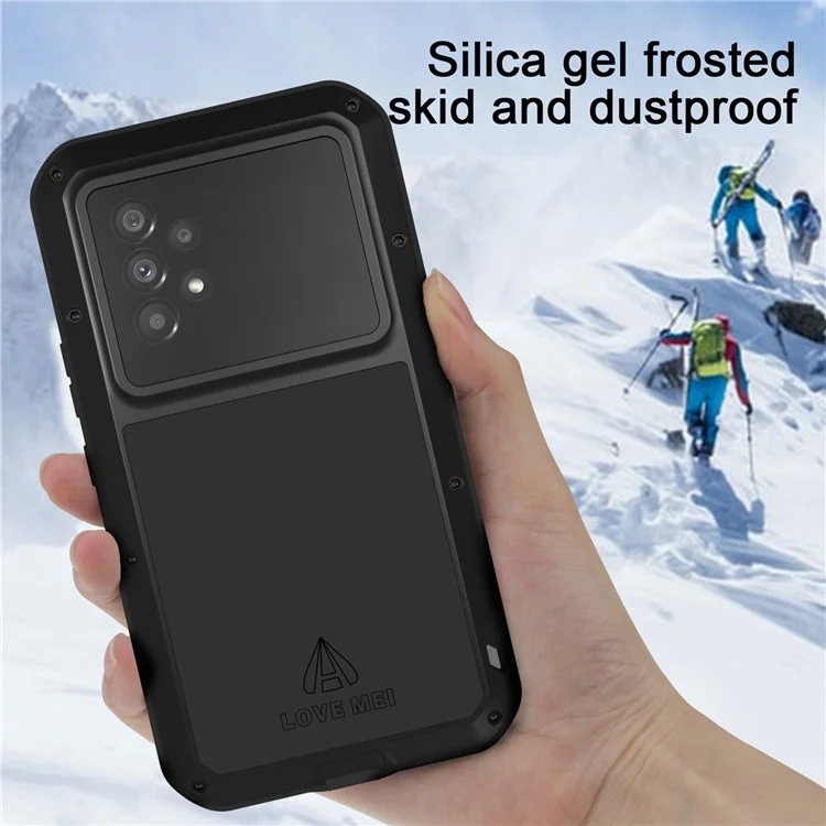 Love Mei Metal + Silicone Hybrid Case Para Samsung Galaxy A53 5G, Cubierta Telefónica A Prueba De Polvo Que Absorbe El Polvo Con Protector De Pantalla De Vidrio Templado - Blanco