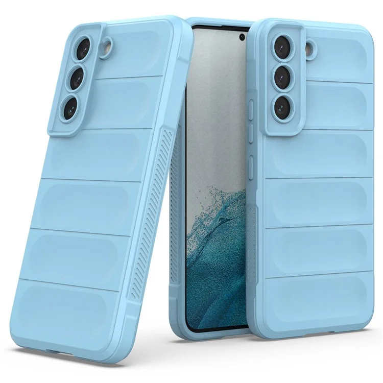 Anti-fall Case for Samsung Galaxy S22 5G Shockproof Rugged Back Cover Soft TPU Phone Shell - Baby Blue