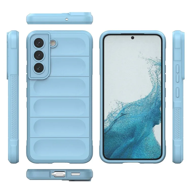 Anti-fall Case for Samsung Galaxy S22 5G Shockproof Rugged Back Cover Soft TPU Phone Shell - Baby Blue