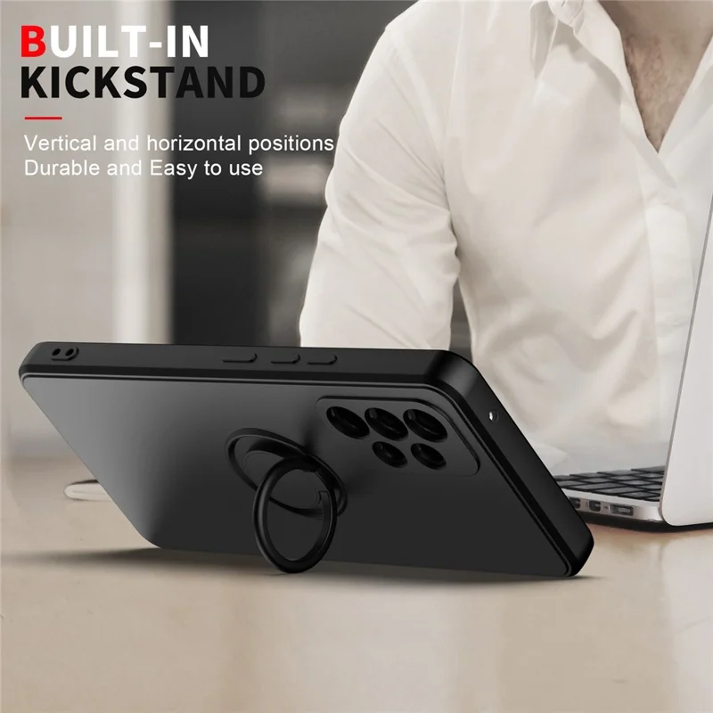 Protective Case for Samsung Galaxy A53 5G Ring Kickstand TPU Cover Anti-Scratch Rubberized Phone Shell - Light Cyan