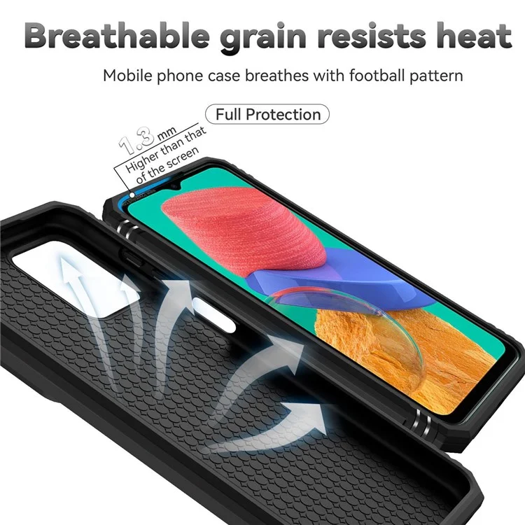 for Samsung Galaxy M33 5G (Global Version) Ring Kickstand Phone Case Anti-fall Protection Hard PC + TPU Shell with Slide Camera Protection Cover - Black