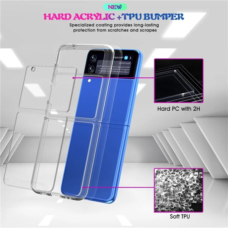 Für Samsung Galaxy Z Flip4 5G Crystal Clear Case Hard PC Back Soft TPU Bumper Edge Anti-Scratch Cover