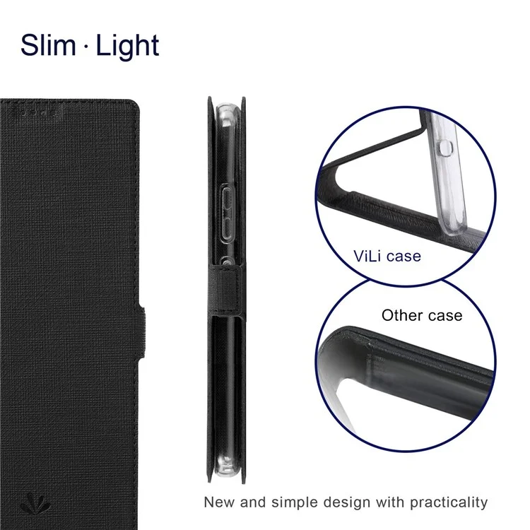 Vili K Stand Stand Wallet Leather Case Para Samsung Galaxy A53 5G, Tampa do Telefone Com um Garoto Magnético Duplo - Preto