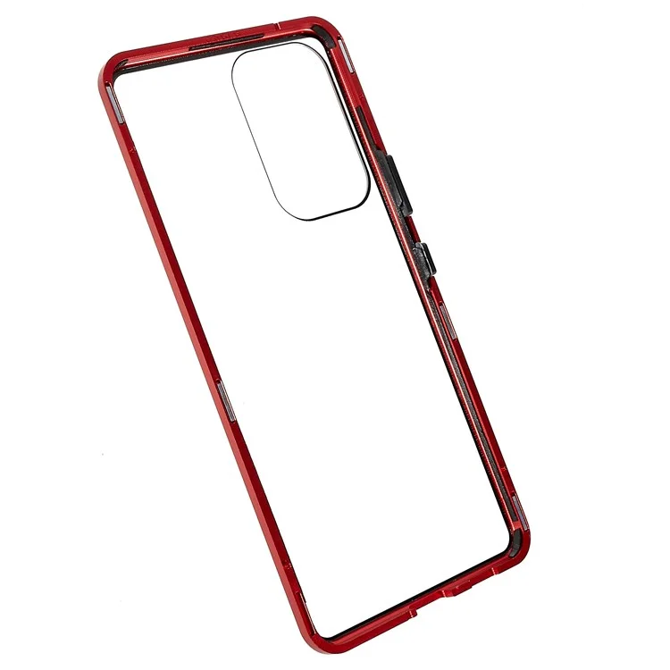 For Samsung Galaxy A53 5G Anti-fall Metal Bumper + Double-sided Tempered Glass Shell 360 Degree All-inclusive Protection Magnetic Phone Cover - Red