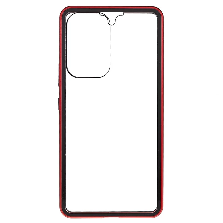 For Samsung Galaxy A53 5G Anti-fall Metal Bumper + Double-sided Tempered Glass Shell 360 Degree All-inclusive Protection Magnetic Phone Cover - Red