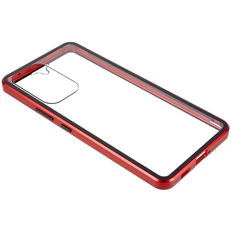 For Samsung Galaxy A53 5G Anti-fall Metal Bumper + Double-sided Tempered Glass Shell 360 Degree All-inclusive Protection Magnetic Phone Cover - Red