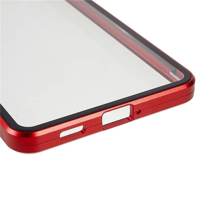 For Samsung Galaxy A53 5G Anti-fall Metal Bumper + Double-sided Tempered Glass Shell 360 Degree All-inclusive Protection Magnetic Phone Cover - Red