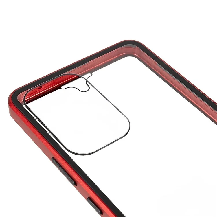 For Samsung Galaxy A53 5G Anti-fall Metal Bumper + Double-sided Tempered Glass Shell 360 Degree All-inclusive Protection Magnetic Phone Cover - Red