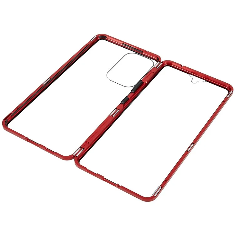 For Samsung Galaxy A53 5G Anti-fall Metal Bumper + Double-sided Tempered Glass Shell 360 Degree All-inclusive Protection Magnetic Phone Cover - Red