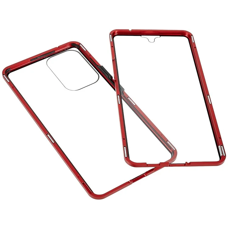 For Samsung Galaxy A53 5G Anti-fall Metal Bumper + Double-sided Tempered Glass Shell 360 Degree All-inclusive Protection Magnetic Phone Cover - Red