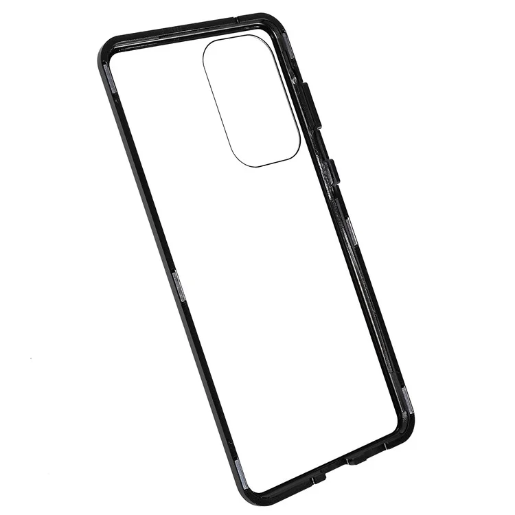 Para Samsung Galaxy A33 5G Anti-scratch Metal Bumper + Double-sided Tempered Glass Magnetic Shell 360 Degree Protective Phone Cover - Negro