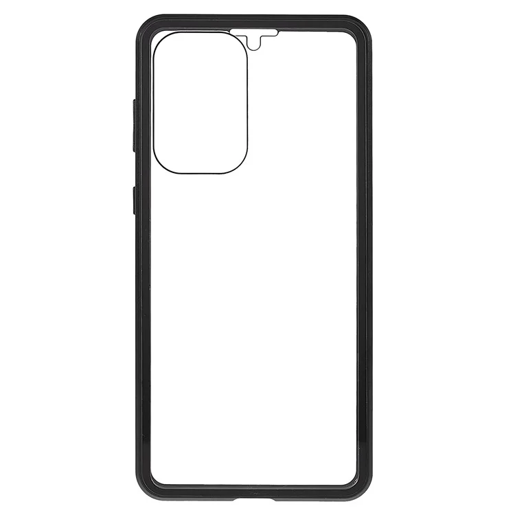 Para Samsung Galaxy A33 5G Anti-scratch Metal Bumper + Double-sided Tempered Glass Magnetic Shell 360 Degree Protective Phone Cover - Negro