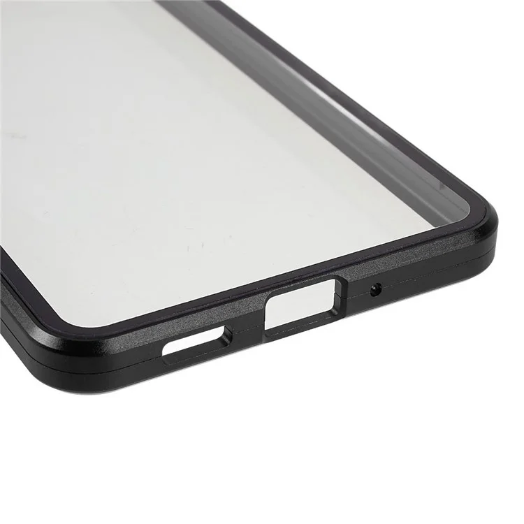 Para Samsung Galaxy A33 5G Anti-scratch Metal Bumper + Double-sided Tempered Glass Magnetic Shell 360 Degree Protective Phone Cover - Negro