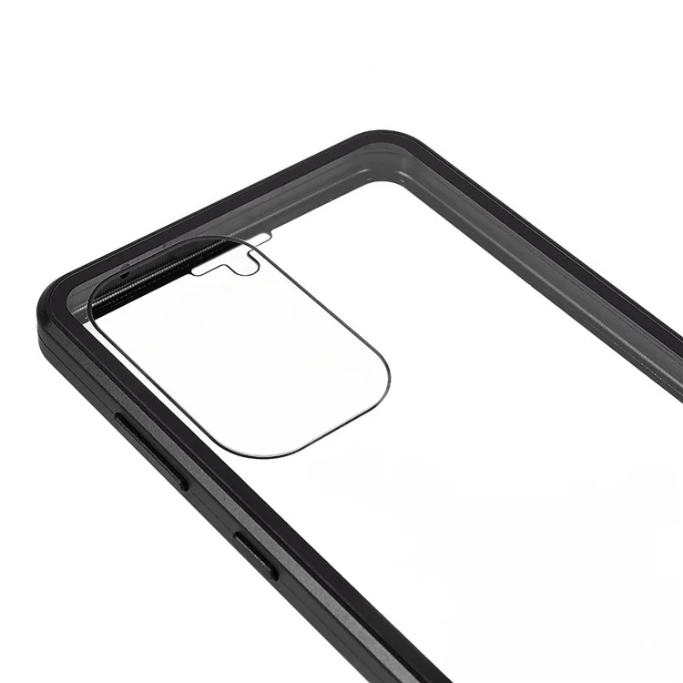 Para Samsung Galaxy A33 5G Anti-scratch Metal Bumper + Double-sided Tempered Glass Magnetic Shell 360 Degree Protective Phone Cover - Negro