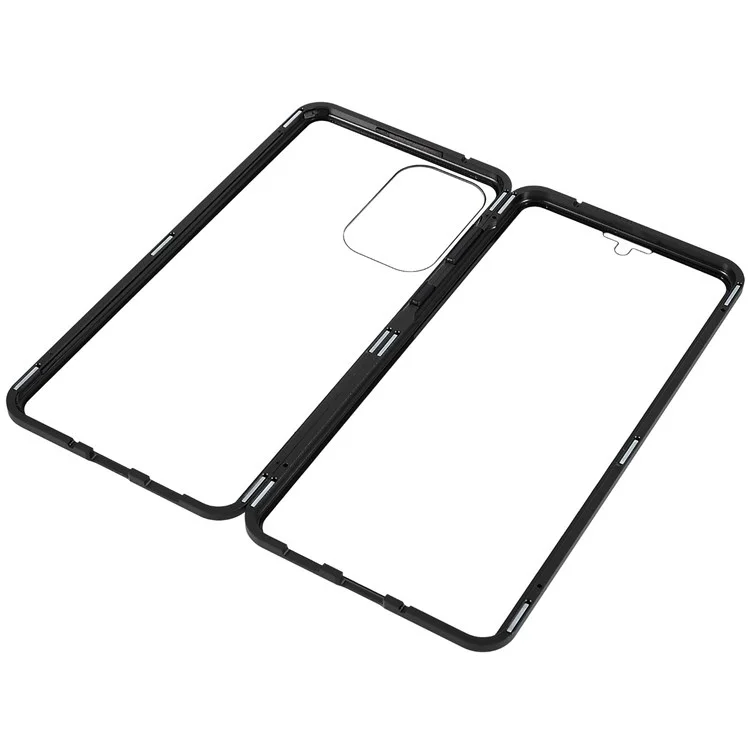 Para Samsung Galaxy A33 5G Anti-scratch Metal Bumper + Double-sided Tempered Glass Magnetic Shell 360 Degree Protective Phone Cover - Negro