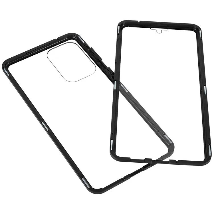 Para Samsung Galaxy A33 5G Anti-scratch Metal Bumper + Double-sided Tempered Glass Magnetic Shell 360 Degree Protective Phone Cover - Negro