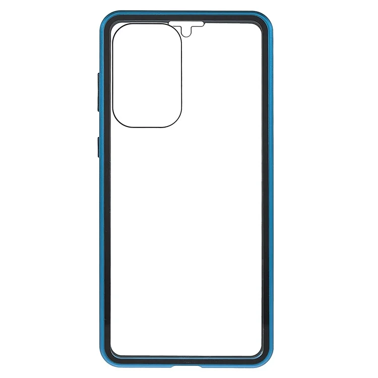 For Samsung Galaxy A33 5G Anti-scratch Metal Bumper + Double-sided Tempered Glass Magnetic Shell 360 Degree Protective Phone Cover - Blue