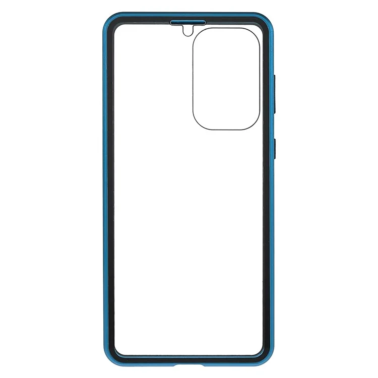 For Samsung Galaxy A33 5G Anti-scratch Metal Bumper + Double-sided Tempered Glass Magnetic Shell 360 Degree Protective Phone Cover - Blue