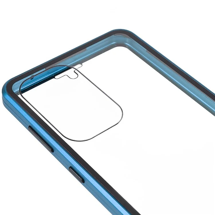 For Samsung Galaxy A33 5G Anti-scratch Metal Bumper + Double-sided Tempered Glass Magnetic Shell 360 Degree Protective Phone Cover - Blue