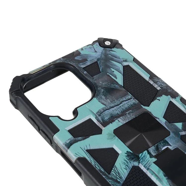 Pour Samsung Galaxy M33 5G (version Globale) Camouflage Design Dur PC TPU TPU TPU Téléphone TPU - Menthe Verte