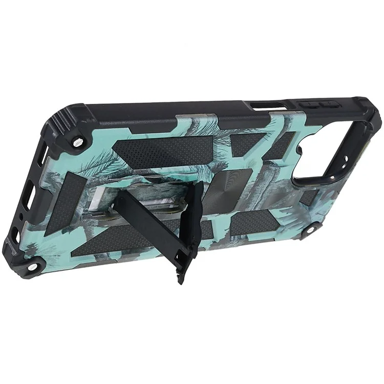Pour Samsung Galaxy M33 5G (version Globale) Camouflage Design Dur PC TPU TPU TPU Téléphone TPU - Menthe Verte