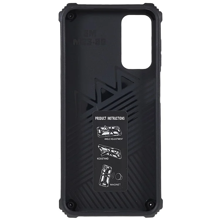 For Samsung Galaxy M23 5G/F23 5G Military Grade Camouflage Case Hard PC Soft TPU Anti-Scratch Cover with Kickstand Work with Car Magnetic Mount - Army Green