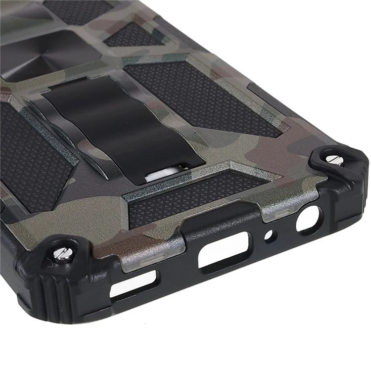For Samsung Galaxy M23 5G/F23 5G Military Grade Camouflage Case Hard PC Soft TPU Anti-Scratch Cover with Kickstand Work with Car Magnetic Mount - Army Green