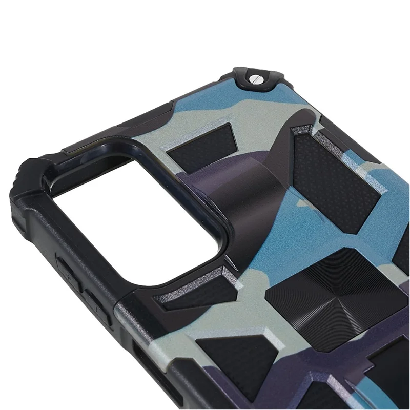 Для Samsung Galaxy M23 5G/F23 5G Военный Камуфляж Case Case Hard PC Soft TPU Anti-Scratch Cover с Кик-стрижкой с Автомобильной Магнитной Креплением - Светло-зеленый