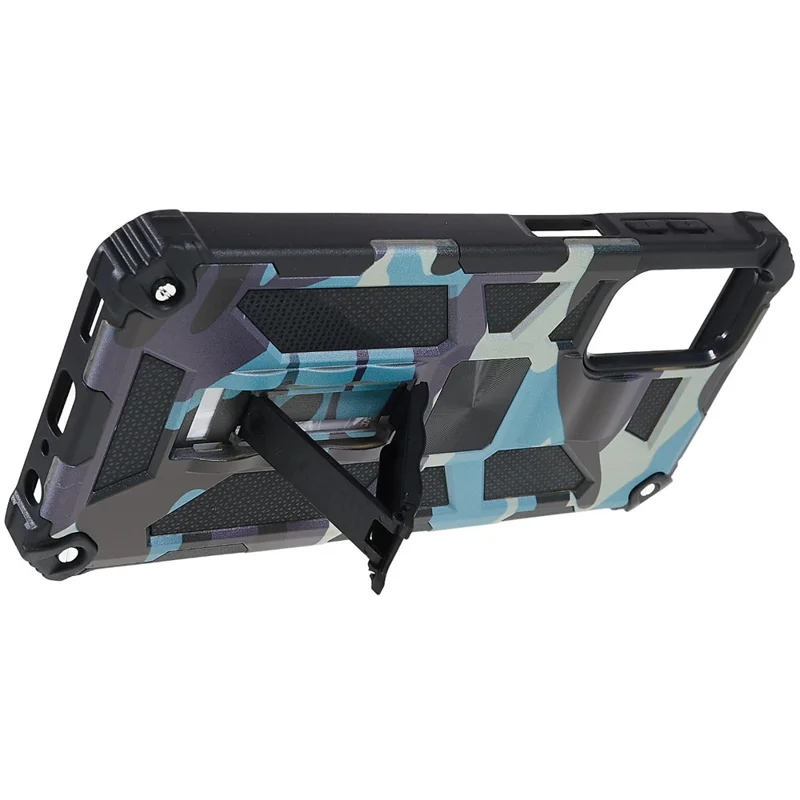 Для Samsung Galaxy M23 5G/F23 5G Военный Камуфляж Case Case Hard PC Soft TPU Anti-Scratch Cover с Кик-стрижкой с Автомобильной Магнитной Креплением - Светло-зеленый