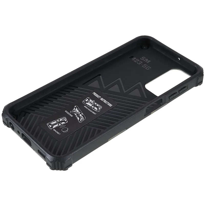 Для Samsung Galaxy M23 5G/F23 5G Военный Камуфляж Case Case Hard PC Soft TPU Anti-Scratch Cover с Кик-стрижкой с Автомобильной Магнитной Креплением - Светло-зеленый