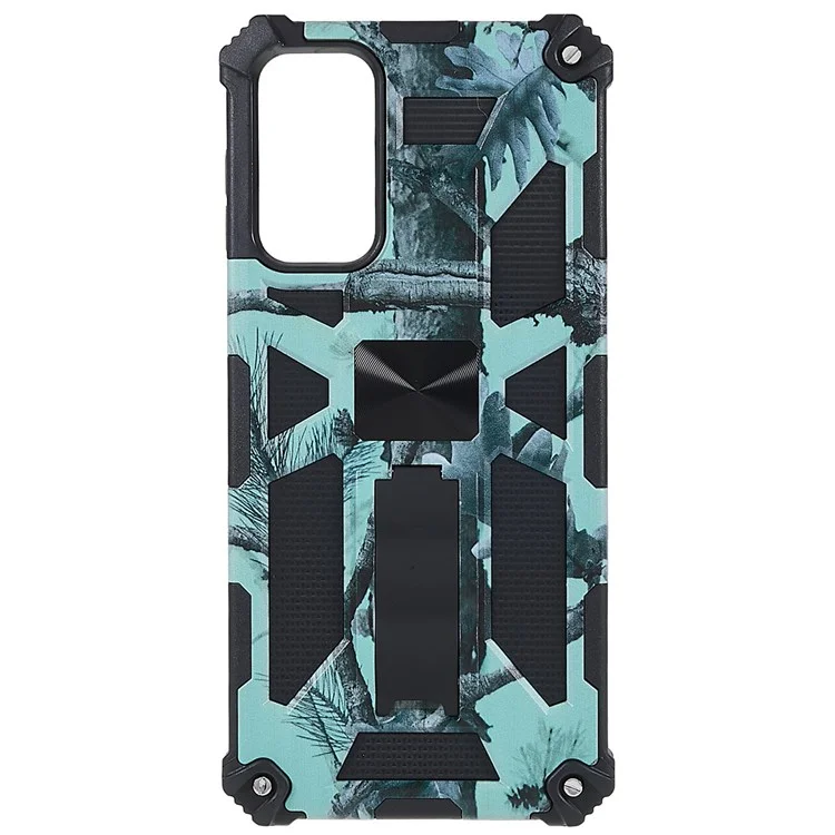 For Samsung Galaxy M23 5G/F23 5G Military Grade Camouflage Case Hard PC Soft TPU Anti-Scratch Cover with Kickstand Work with Car Magnetic Mount - Mint Green
