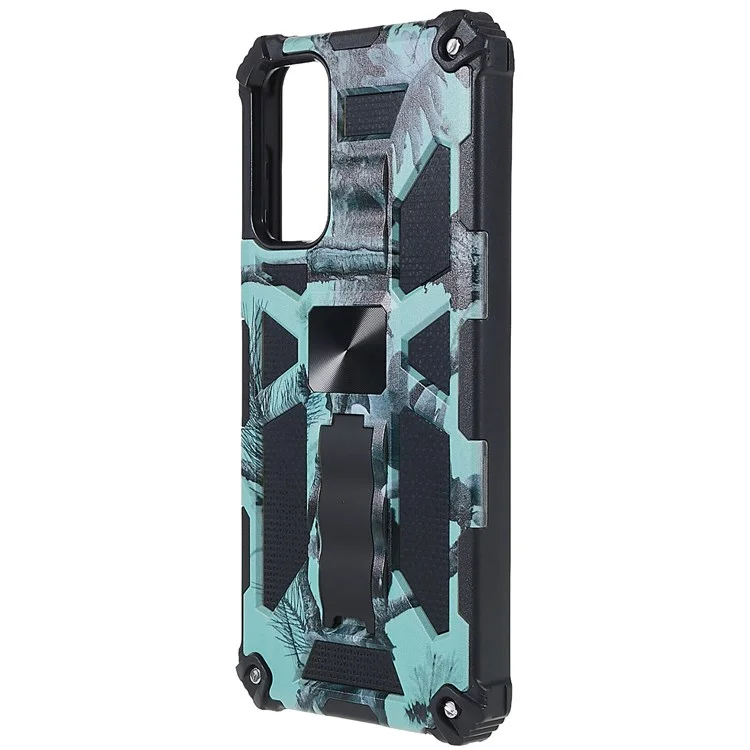 For Samsung Galaxy M23 5G/F23 5G Military Grade Camouflage Case Hard PC Soft TPU Anti-Scratch Cover with Kickstand Work with Car Magnetic Mount - Mint Green