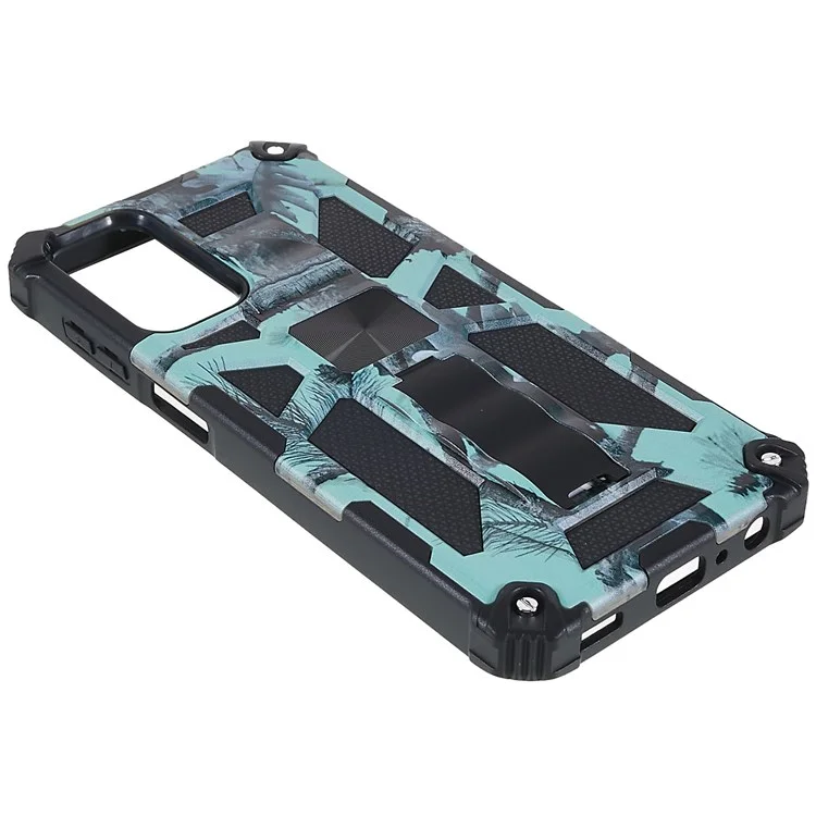 For Samsung Galaxy M23 5G/F23 5G Military Grade Camouflage Case Hard PC Soft TPU Anti-Scratch Cover with Kickstand Work with Car Magnetic Mount - Mint Green