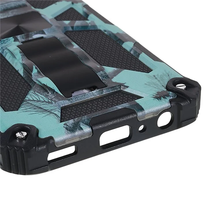 For Samsung Galaxy M23 5G/F23 5G Military Grade Camouflage Case Hard PC Soft TPU Anti-Scratch Cover with Kickstand Work with Car Magnetic Mount - Mint Green